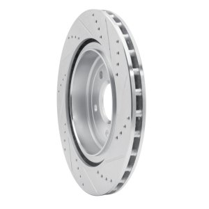 Chevrolet Corvette Brake Rotor (1) - Rear Left - R1 Concepts - Drilled & Slotted - Silver - `06-`13